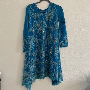 Embellished net 3 piece dress